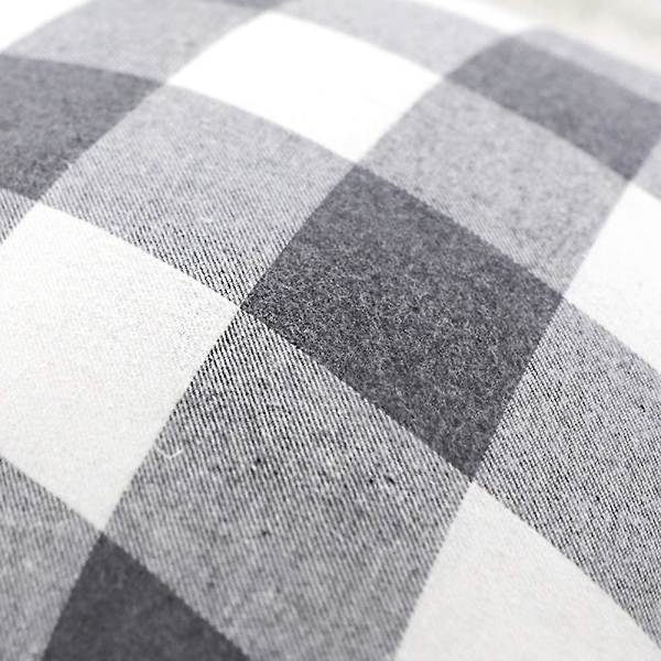 Set med 2 bondgårdsstilar Buffalo Check Rutig Kuddfodral Kuddeöverdrag Polyester för Soffa Grå och Vit, 20 x 20 Tum