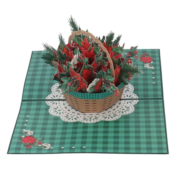 3D julkort blomkorg utsökta detaljer popup gratulationskort med kuvert för presenttemafester