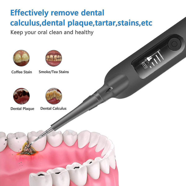 Elektrisk plak fjerner til tænder, tandrenser dental tandsten fjerner tænder rengøringssæt med 5 justerbare tilstande, 2 udskiftelige rene hoveder og 1 mo