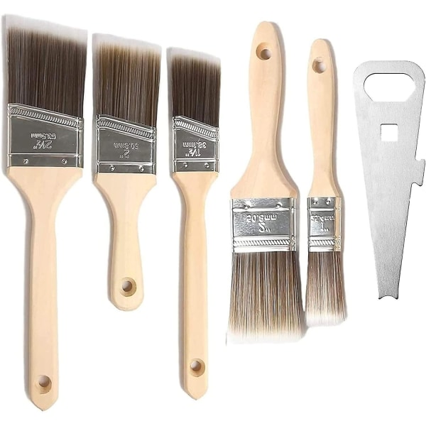 Paint Brush Set-5 delar, Trähandtag, Premium Väggborste Set, Hus Pensel, Trim Pensel,