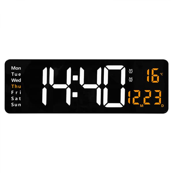 Digitaalinen seinäkello, 16\" suuri digitaalinen seinäkello LED-näytöllä