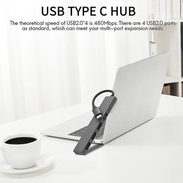 Usb-C-keskitin 4-in-1 Kannettava Seos Usb Type C - 4 Usb 2.0 480mbps Portti Keskitin Adapteri