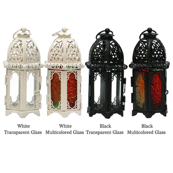 Iron Glass Marokon tyyli tilaa säästävä kynttilänjalka Lyhty Lamppu Home Hollow