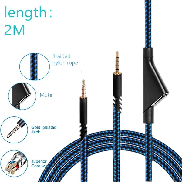 Vaihtokäyttöinen kaapeli Logi Tech Astro A10 A40 -pelikuulokkeille