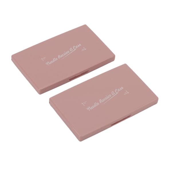 2 st magnetiska nålfodral rosa rektangulär form plastmagnet bärbar synålshållare för metallföremål