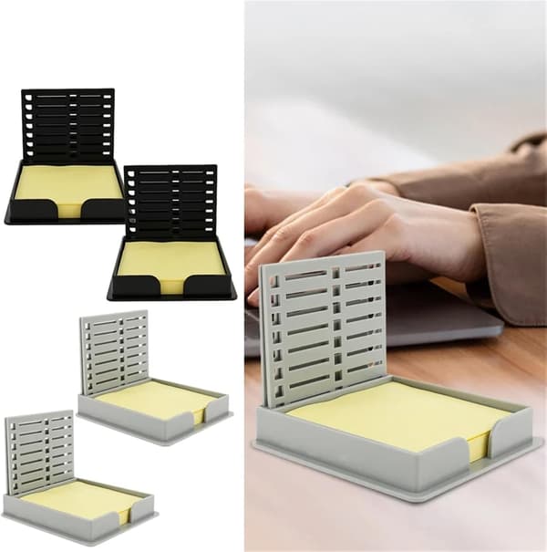 Sticky Note Stencil 2 Sticky Note Holdere - Kontor/Studie Opbevaringsboks (Lysegrå og Sort)