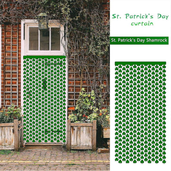 1x2m St. Patrick's Day Irish Day Hem Dekorativ grön Shamrock-dörrgardin