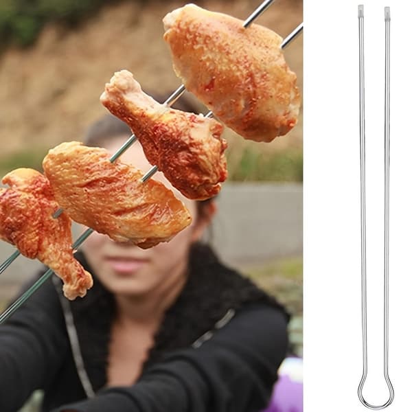 Sæt med 6 U-formede grillspyd i rustfrit stål — Til grillning af kyllingevinger, oksekød og kebab
