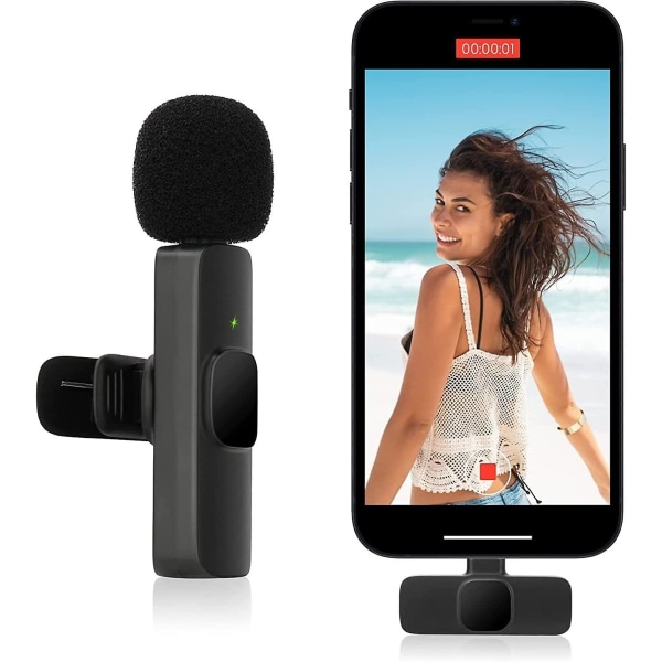 Mkk Trådlös Lavalier Mikrofon för iPhone iPad Mini Lapel Mic Plug & Play för inspelning Youtube Facebook Live Stream Tiktok Vlog Intervju - Brus R
