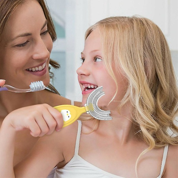 Gutt Jente U-formet tannbørste Rensende tannbørstegaver Stor 6-12 år gammel Gul