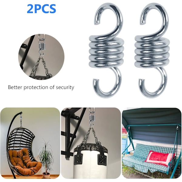 2 stycken hängmatta fjädrar, härdad galvaniserad stålförlängningsfjäder för hängande hängmattestolar och verandarullar Hammock Spring2pcs