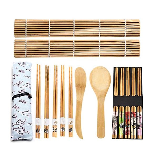 13 stk Sushi Making Kit, Sushi Rolling Bamboo Mats, Bamboo Sushi Mat, Japansk