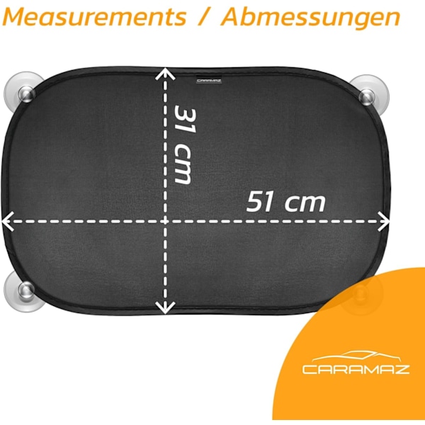 Bilsolskjerm med Optidark-beskyttelse - med sugekopp, for å beskytte babyer og kjæledyr mot solen, 2 babysolskjermer med dyr Pets Optimal darkness