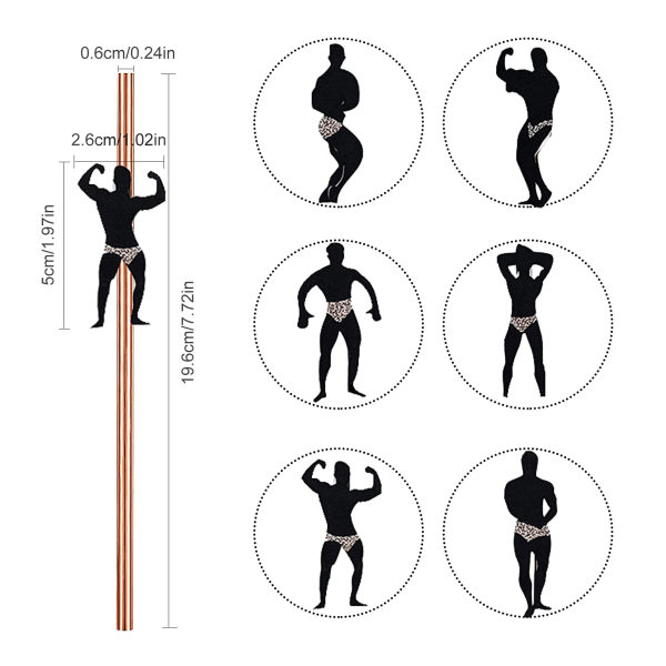 18 st Naughty Halm för Hönsfest, Cocktailhalm Dansande Män Halm Manlig Stripper Roséguld Pappershalm Hönsfest, Möhippa Dekoration Tillbehör