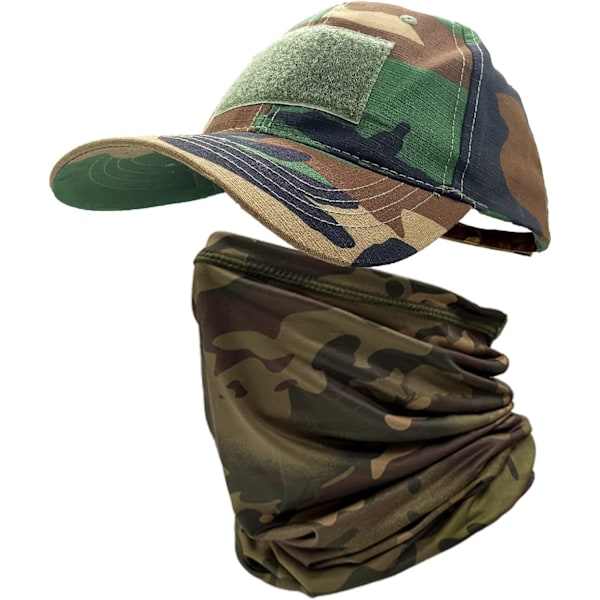 Camo-kepsar för män med svalkande halsbuff, baseballkepsar, ansiktshalsduk, mask, armétaktisk militärhatt, halsrör, snoods för löpning, jakt, camping American Camouflage One Size