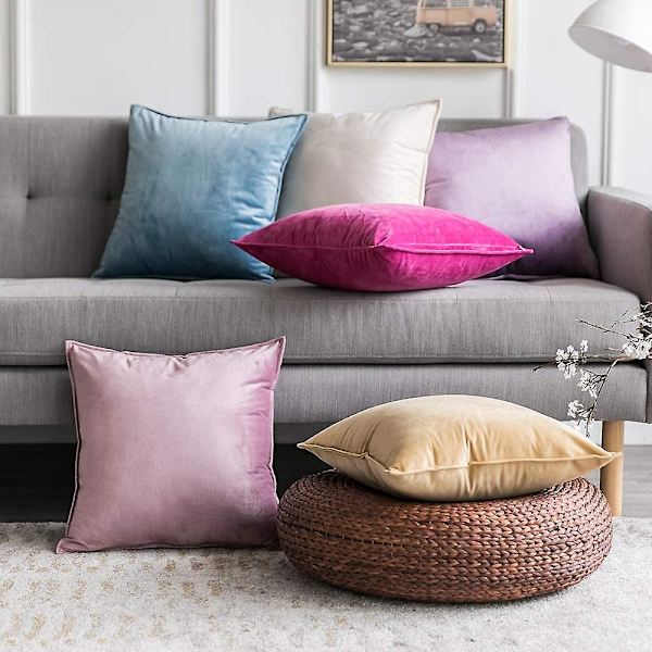 Set med 2 Sammetskuddfodral Dekorativa Kuddar med Dold Blixtlås Soffa Sovrum 18x 18 Tum 45 X 45 Cm Set med 2 Orange