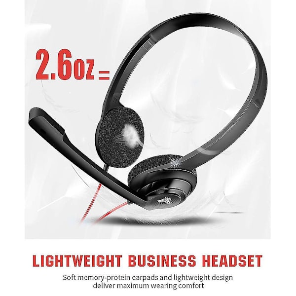 USB-headset med brusreducerande mikrofon för PS5 Laptop Dator, On-ear Trådbunden Kontorsamtal Cen