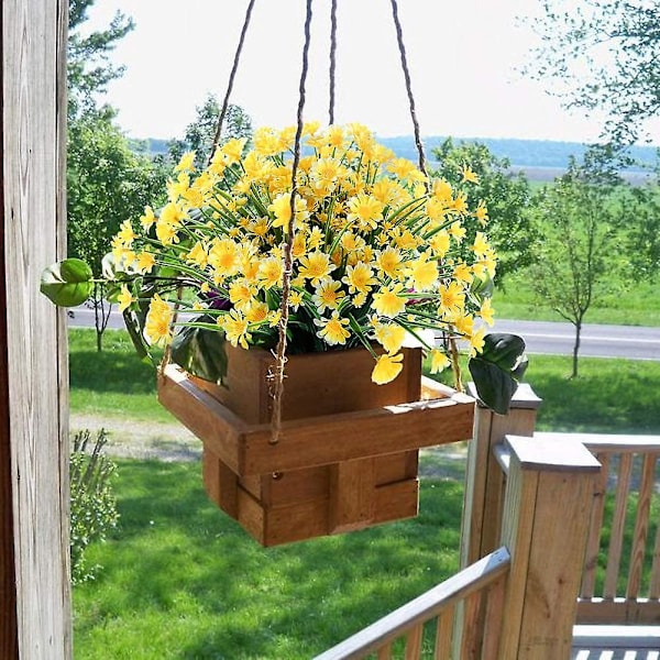 6 Buketter Konstgjorda Daisy Mums Blommor Utomhus Falska Höstblommor