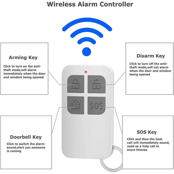 Dør- og vindusalarm, alarm med 130db sirene, 2 fjernkontroller, enkel å installere, trådløs hjemmealarm