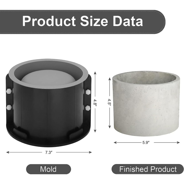 Stor rund form, 7 tums stora runda molds för tillverkning av cylindrar för blomkrukor, gör-det-själv hantverk