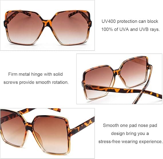 Overdimensionerede firkantede solbriller til kvinder, store brede modesolbriller til mænd, unisex UV-beskyttelse