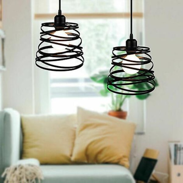 Moderna Kreativ Retro Stacked Spiral Design Chandelier Taklampa Metall E27 Sovrum Vardagsrum Lampa 20cm - Svart