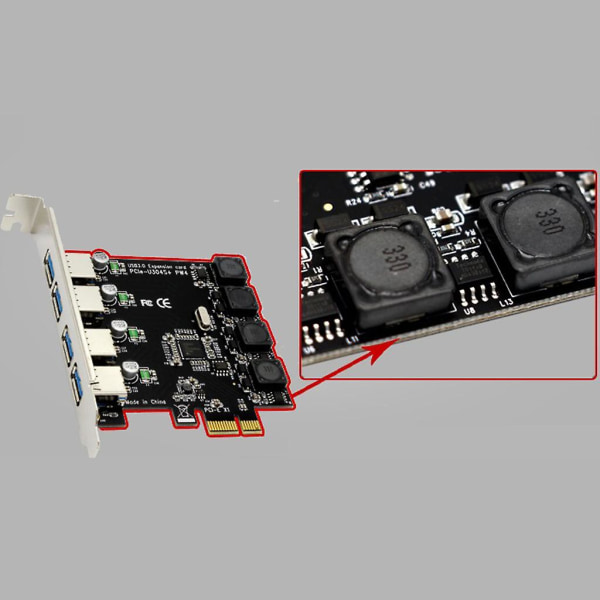 Pci-e till Usb 3.0 Pci för Express expansionskort, stödjer Usb dataöverföring, 4 portar