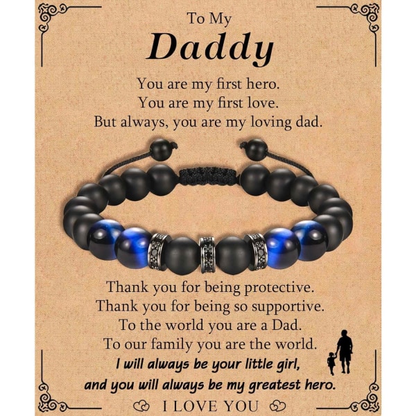 Presenter till män Pojkar, pojkvän Make Armband Tiger Eye Armband till pappa Farfar Son Farbror Bror, Pärlor Armband Present för födelsedag far Grandad Grandad