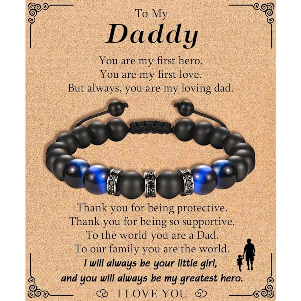 Presenter till Män Pojkar, Pojkvän Make Armband Tigeröga Armband till Pappa Farfar Son Farbror Bror, Pärlarmband Present till Födelsedag Far Grandad Grandad