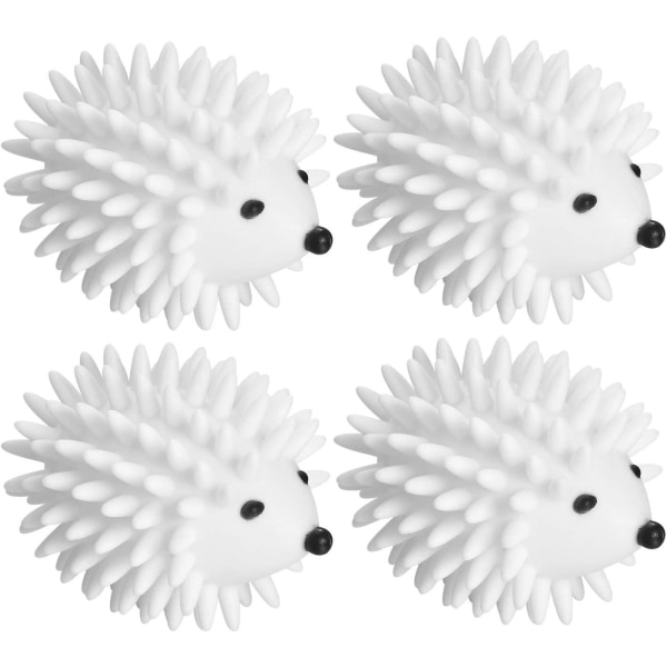 4 stk Tørretumbler Bolde til Tøjvask, Whit Plastic Hedgehog Genanvendelig Tøjvask Bold og Tørretumbler Bold