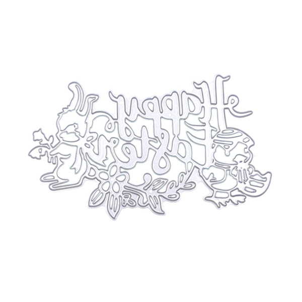 Happy Easter Ord Med Kanin Kylling Metal Skære Dør Stencil Diy Scrapbog Form