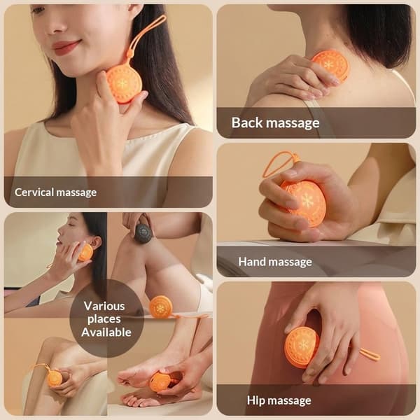 RGB Håndflademassagebold med 36 Massagenoder Lydløs Mini Håndmassager, Bærbar Stresslindrende Afslappende Gave Nakke Skulder Terapi