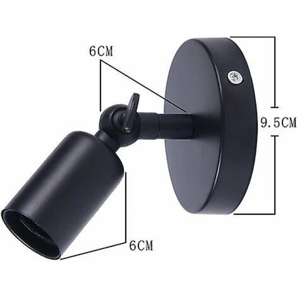 Industriell vegglampe i jern, retro Edison-lampe E27-sokkel Loft Retro Belysning for soverom, stue, spisestue, gang (svart)