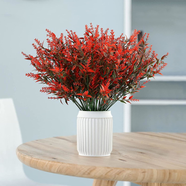 8 stk. Røde Lavendel Kunstige Blomster, Uvisnelige Kunstige Lavendelbuket Dekoration Til Indendørs Udendørs Bryllup