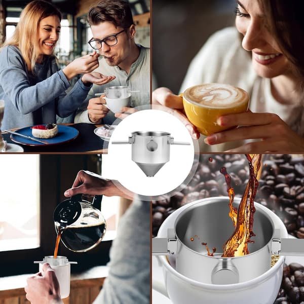 Pour Over Kaffedrypper Rustfrit Stål Kaffefilter Pour Over Kaffemaskine Sammenklappelig Kaffedrypper Kop Keglefilter til Rejser Rustfrit Stål