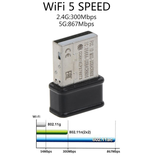 Wifi-adapter 2.4 GHz/5 GHz USB-AC53 for Nano USB trådløst nettverkskort for PC-bærbar PC