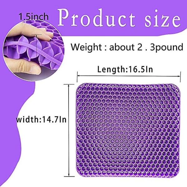 Double Layer Thickened Orthopedic Seat Cushion With Non-slip Breathable Gel Cloth Cover For Office Chair Kitchen Chair (purple)