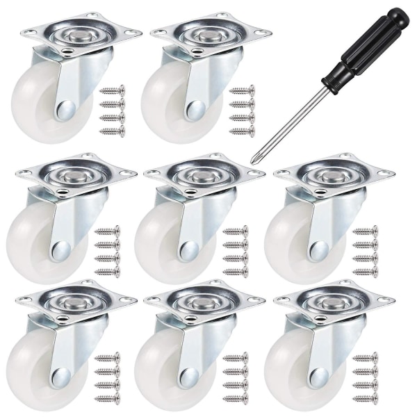 8 kpl Pyörivät Pyörät, PU-Kumi Raskaat Pyörät DIY:lle, Huonekalupyörät Kaksoiskuulalaakerilla Pyörivä Pää Ruuveilla (korkeus 50 mm/2 tuumaa)