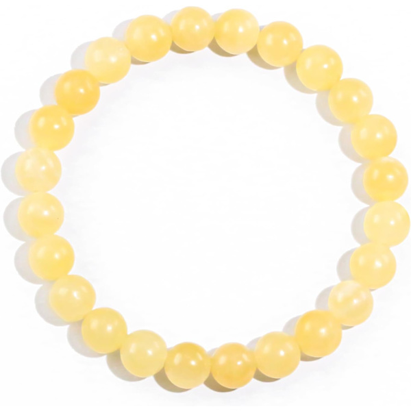 Kristall armband, 8mm Naturstenpärlor Armband, Läkande Kristall Armband för Kvinnor Män Yellow Jade