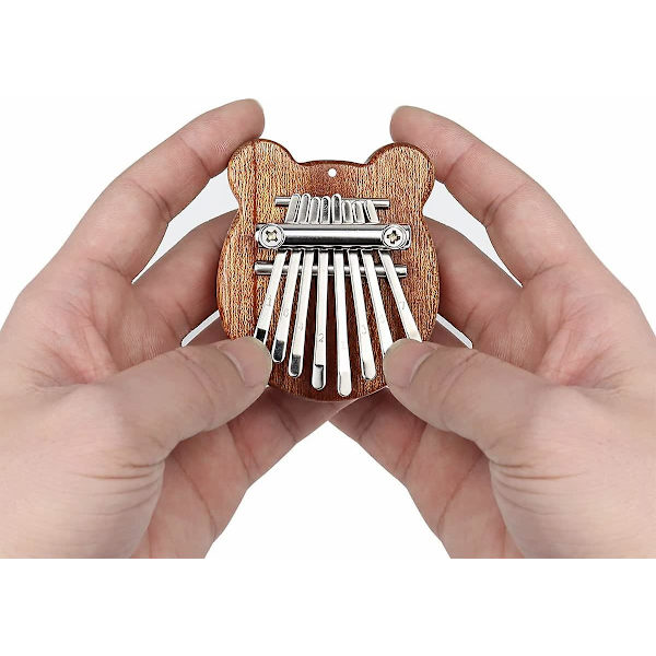 Tommelpiano, 8 Taster med Stemmehammer Mini Bærbar Praktisk Profesjonell Holdbar Massivt Tre Bjørnform For Begynnere Barnegave For Musikk Instr