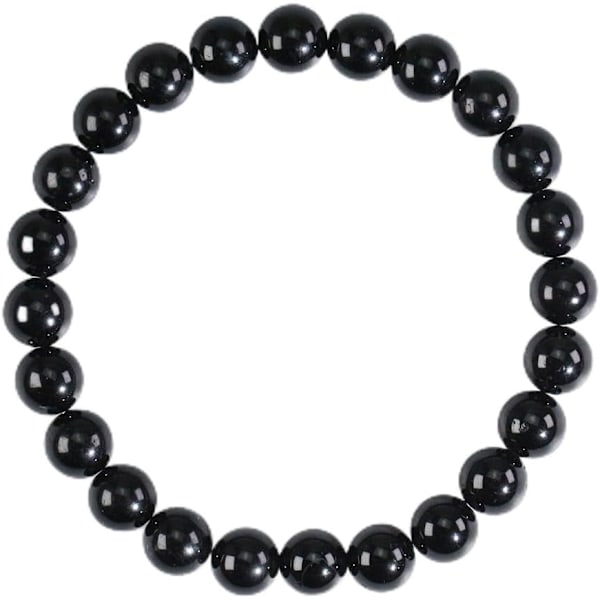 Kristall Armband, 8mm Naturstenspärlor Armband, Läkande Kristall Armband för Kvinnor Män Black Tourmaline