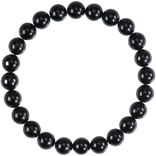 Krystallarmbånd, 8mm Naturlig Edelstensperler Armbånd, Helbredende Krystallarmbånd for Kvinner og Menn Black Tourmaline