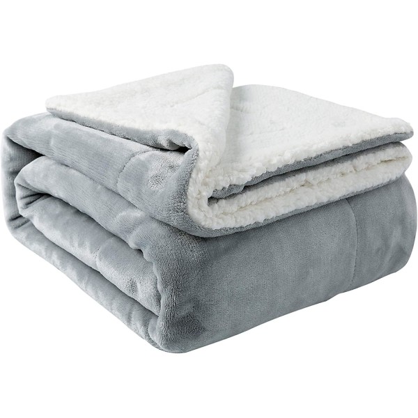 Filt Tvilling Tjock Varm Filt För Vinter Säng Super Mjuk Fuzzy Flanell Fleece/Ull Som Vändbar Sammet Plysch Filt (Ljusgrå Tvilling Storlek 60\"x80\"