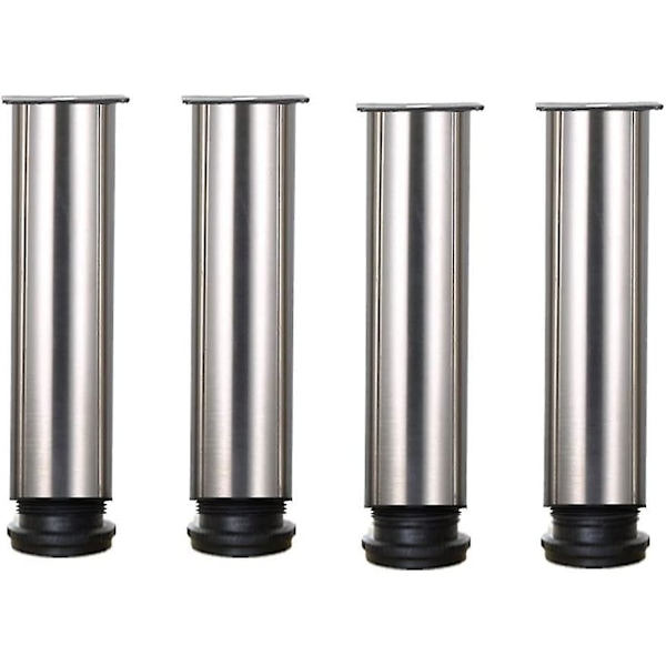 4 säädettävää jalkaa 200 mm korkeus Paksut kaapin jalat Pöydän jalat Huonekalujen jalat, Harjattu ruostumaton teräs, Säädettävä korkeus 0-15 mm Mukana ruostumattomasta teräksestä valmistetut S