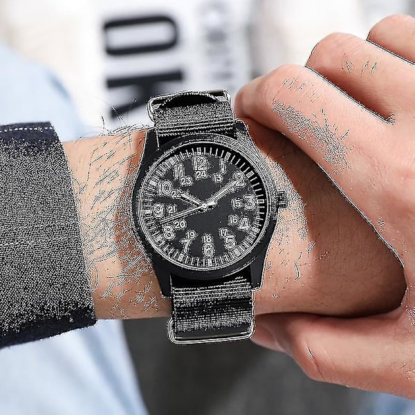 Air Force Field Watch Nylon Rem 24h Display Quartz Urværk 41mm Relogio Masculino