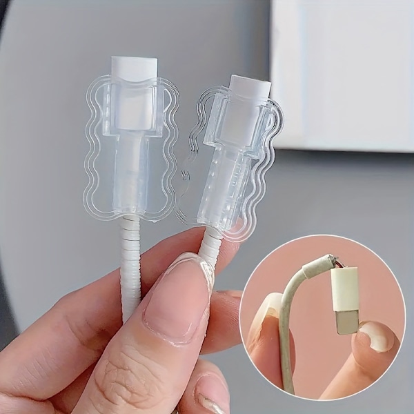 Passer til Apple 15\" oplader beskyttelsescover 20W viklingscover anti-brud trelags bølge overlappende transparent ledningsbid, 10 stk