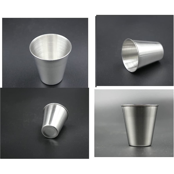 6 stk 2,4 oz (70 ml) rustfritt stål shotglass for å drikke øl (2,3 oz) (yu-b)