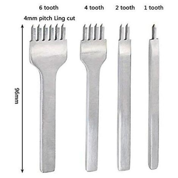 4 stk. DIY skinnstansverktøysett skinnhåndverk stansverktøysett klo (4 mm)
