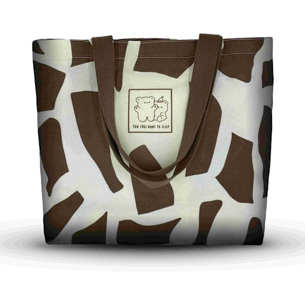 Canvas Tote Bag for Kvinner, Trendy & Gjenbrukbar Bomullsveske for Skole, Shopping, Treningssenter, Bibliotek og Strand, Perfekt for Matvarer, Gaver til Lærere Two Cubs Want to Sleep(brown)