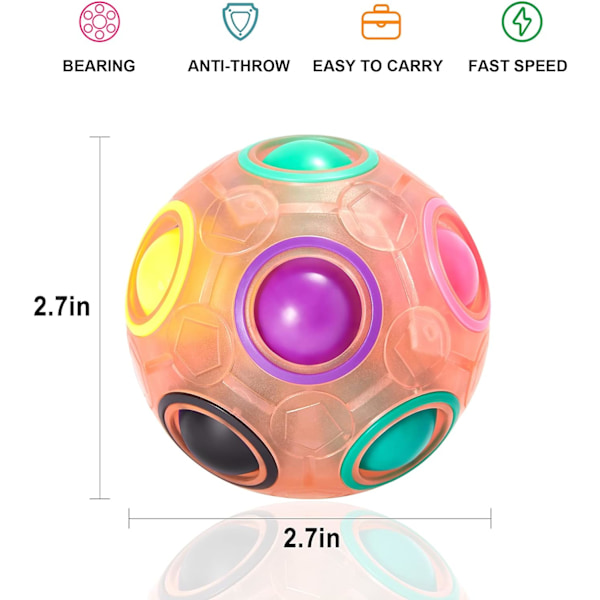 Magisk Regnbåge Pusselkula - Fidgetboll 3D Pusselspel Hjärngåta Leksak för Pojkar - Födelsedagsfest Påsk Jul Strumpfyllnad Present Leksak för Barn Pink